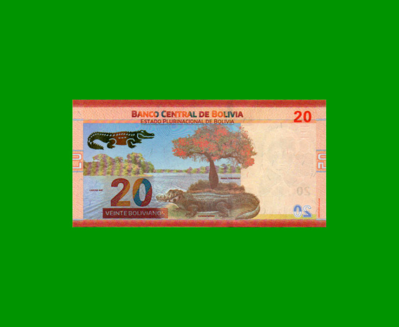 BILLETE DE BOLIVIA 20 BOLIVIANOS, PICK NEW, AÑO 1986 (2018), ESTADO SIN CIRCULAR.- - Imagen 2