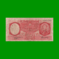 MONEDA NACIONAL $10,00, BOT 1937, AÑO 1949, ESTADO BUENO.-