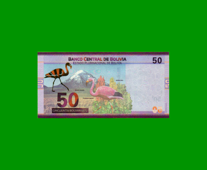 BILLETE DE BOLIVIA 50 BOLIVIANOS, PICK NEW, AÑO 1986 (2018), ESTADO SIN CIRCULAR.- - Imagen 2