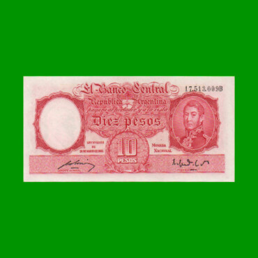 MONEDA NACIONAL $10,00, BOT 1941, AÑO 1951, ESTADO SIN CIRCULAR.-