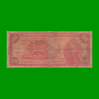 BILLETE DE BRASIL 5.000 CRUZEIROS, PICK 182b, AÑO 1964, ESTADO REGULAR.-