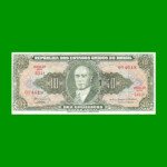 BILLETE DE BRASIL 10 CRUZEIROS RESELLADO 1 CTVO, PICK 183a, AÑO 1966, ESTADO MUY BUENO+ .-