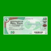 BONO MUNICIPALIDAD DE BELL VILLE $50,00, SERIE A, AÑO 2010/2011, ESTADO EXCELENTE+ .-