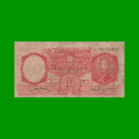 MONEDA NACIONAL $10,00, BOT 1942, AÑO 1951, ESTADO BUENO.-