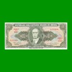 BILLETE DE BRASIL 10 CRUZEIROS RESELLADO 1 CTVO, PICK 183a, AÑO 1966, ESTADO EXCELENTE.-