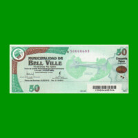 BONO MUNICIPALIDAD DE BELL VILLE $50,00, SERIE A, AÑO 2010/2011, ESTADO SIN CIRCULAR.-