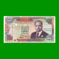 BILLETE DE KENYA 100 SHILINGI, PICK 27a, AÑO 1989, ESTADO EXCELENTE- .-