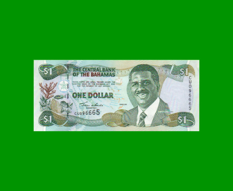 BILLETE DE BAHAMAS 1 DOLAR, PICK 69, AÑO 2001, ESTADO SIN CIRCULAR.-