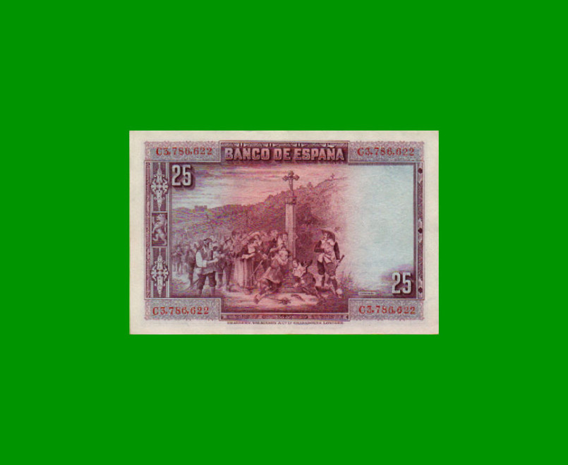 BILLETE DE ESPAÑA 25 PESETAS, PICK 74b, AÑO 1928, ESTADO EXCELENTE.- - Imagen 2