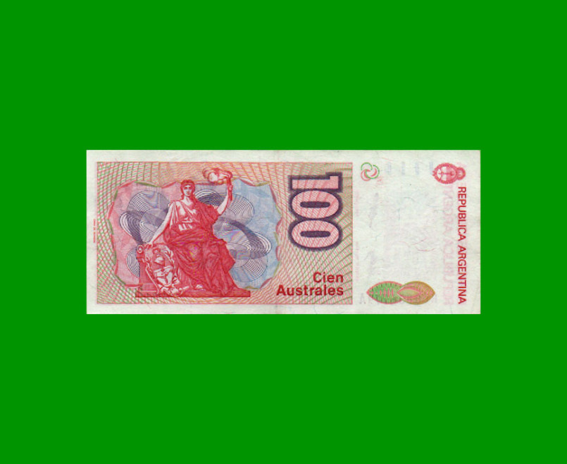 REPOSICION BILLETE DE 100 AUSTRALES, BOT 2842a, ESTADO EXCELENTE- .- - Imagen 2