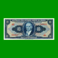 BILLETE DE BRASIL 10 CRUZEIROS, PICK 135, AÑO 1943, ESTADO SIN CIRCULAR.-