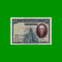BILLETE DE ESPAÑA 25 PESETAS, PICK 74b, AÑO 1928, ESTADO EXCELENTE.-