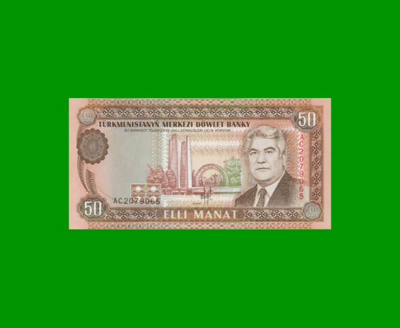 BILLETE DE TURKMENISTAN 50 MANAT, PICK 5a, AÑO 1993, ESTADO SIN CIRCULAR.-