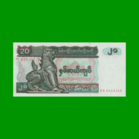 BILLETE DE MYANMAR 20 KYATS, PICK 72, ESTADO SIN CIRCULAR.-