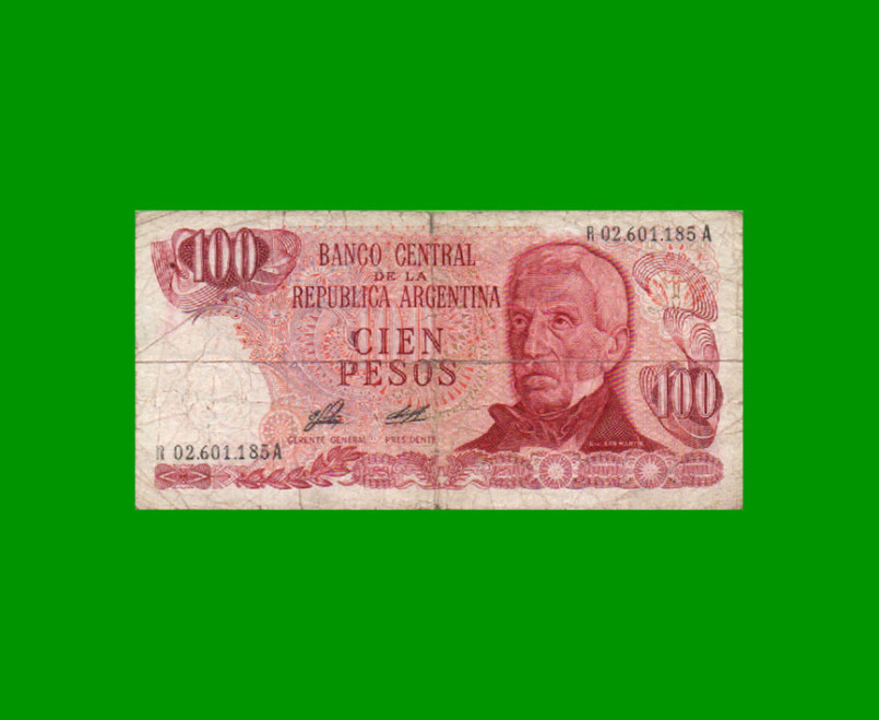 REPOSICION BILLETE PESOS LEY 18.188 $ 100,00, BOT 2406, ESTADO BUENO .-