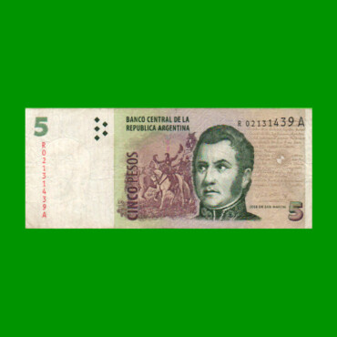 REPOSICION BILLETE CONVERTIBLE SEGUNDO DISEÑO $ 5,00, BOT 3326, ESTADO BUENO .-