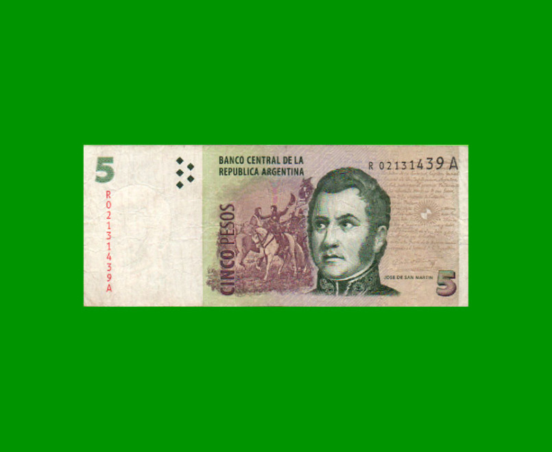 REPOSICION BILLETE CONVERTIBLE SEGUNDO DISEÑO $ 5,00, BOT 3326, ESTADO BUENO .-