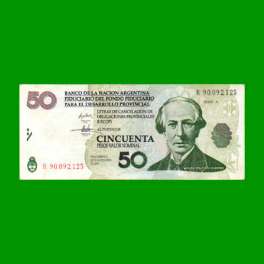 BONO REPOSICION NACIONAL LECOP $ 50,00, EC 208R, ESTADO MUY BUENO.-
