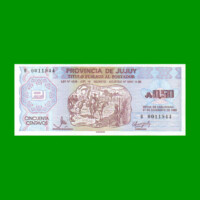 BONO DE JUJUY 0,50 AUSTRALES, EC 011, AÑO 1986, ESTADO SIN CIRCULAR.-