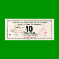 BONO MUNICIPALIDAD DE MIRAMAR DE ANSENUZA $ 10,00, AÑO EMISION 10/08/1995, ESTADO EXCELENTE+ .-