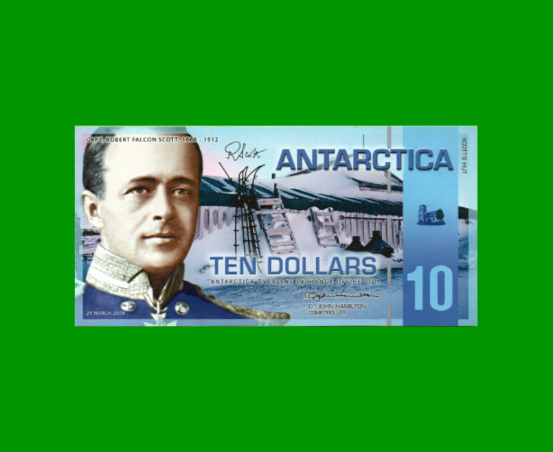 BILLETE DE ANTARTIDA 10 DOLARES, POLYMERO FANTASIA, AÑO 2009, ESTADO SIN CIRCULAR.-