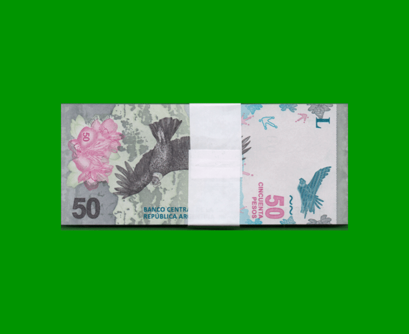 FAJO DE BILLETES PESOS 3er DISEÑO $50,00, BOT 5206a, PICK NEW, AÑO 2020, ESTADO SIN CIRCULAR.-