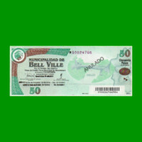 BONO MUNICIPALIDAD DE BELL VILLE $50,00, SERIE B, AÑO 2010/2011, ESTADO EXCELENTE+ .-