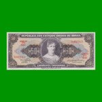 BILLETE DE BRASIL 50 CRUZEIROS RESELLADO 5 CTVOS, PICK 184a, AÑO 1966, ESTADO EXCELENTE.-