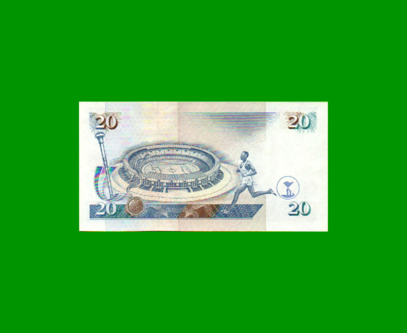 BILLETE DE KENYA 20 SHILINGI,  PICK 35a2, AÑO 1996, ESTADO EXCELENTE+ .- - Imagen 2