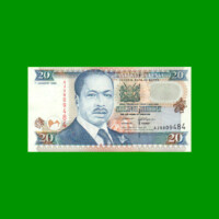 BILLETE DE KENYA 20 SHILINGI,  PICK 35a2, AÑO 1996, ESTADO EXCELENTE+ .-