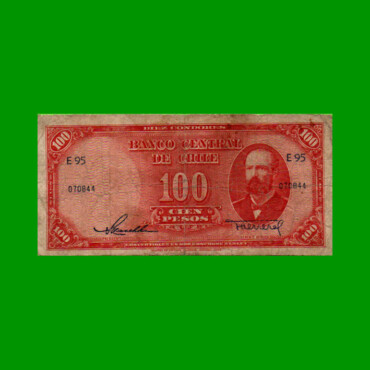 BILLETE DE CHILE $ 100,00, PICK 114, AÑO 1947/58, ESTADO BUENO.-