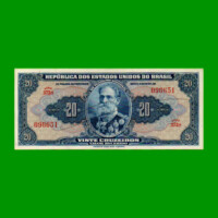 BILLETE DE BRASIL 20 CRUZEIROS, PICK 136, AÑO 1943, ESTADO MUY BUENO+ .-