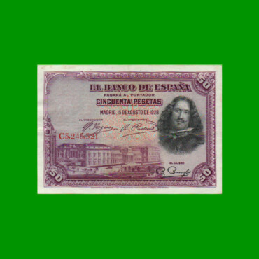 BILLETE DE ESPAÑA 50 PESETAS, PICK 75b, AÑO 1928, ESTADO EXCELENTE- .-