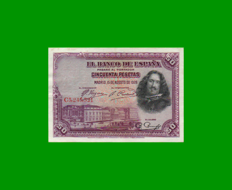 BILLETE DE ESPAÑA 50 PESETAS, PICK 75b, AÑO 1928, ESTADO EXCELENTE- .-