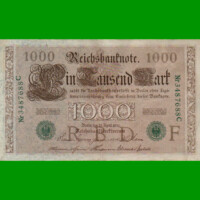 BILLETE DE ALEMANIA 1.000 MARCOS, PICK 45b, AÑO 1910, ESTADO MUY BUENO+ .-