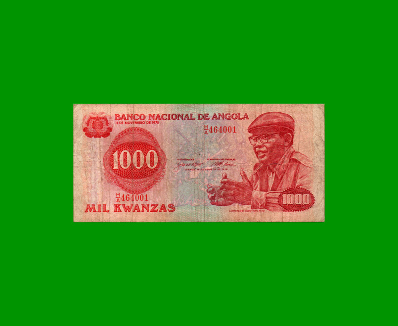 BILLETE DE ANGOLA 1.000 KWANZAS, PICK 117a, AÑO 1979, ESTADO BUENO+ .-