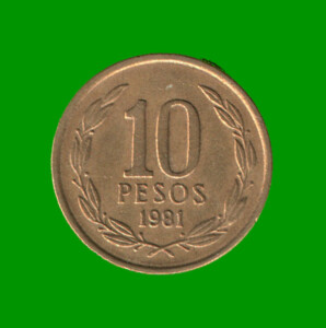 MONEDA DE CHILE 10 PESOS,  AÑO 1981, ESTADO USADA.-