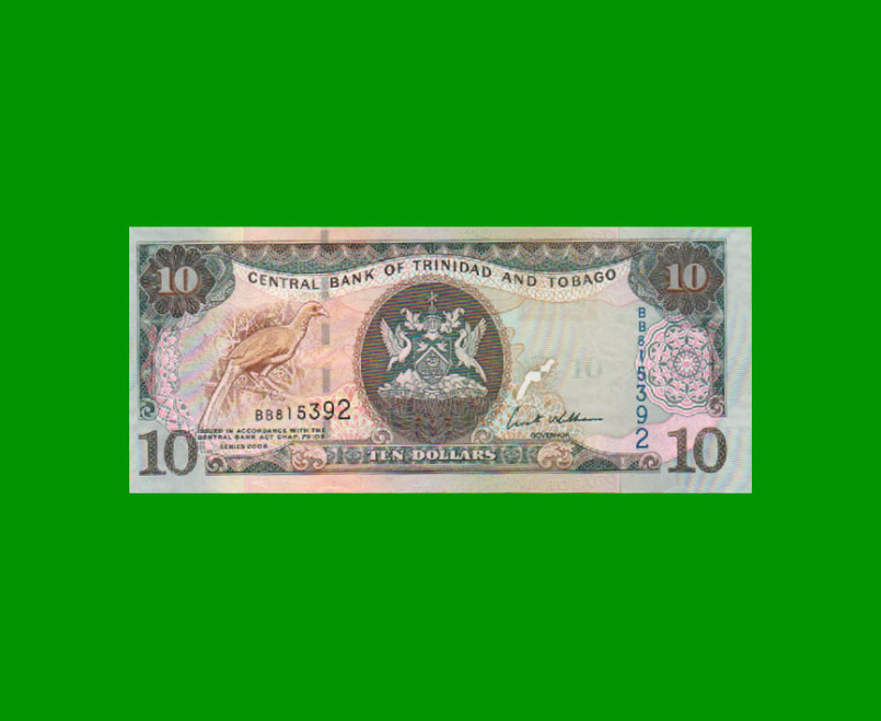 BILLETE DE TRINIDAD Y TOBAGO 10 DOLARES, PICK 48, AÑO 2006, ESTADO SIN CIRCULAR.-