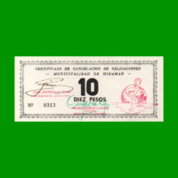 BONO MUNICIPALIDAD DE MIRAMAR DE ANSENUZA $ 10,00, AÑO EMISION 10/08/1995, ESTADO SIN CIRULAR.-
