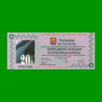 BONO MUNICIPALIDAD DE CRUZ DEL EJE $ 20,00, AÑO 1996, SERIE A, ESTADO SIN CIRCULAR.-