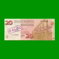 BONO DE CORDOBA $ 20,00, FALSO DE LA EPOCA, AÑO 2001, ESTADO BUENO.-