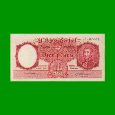 MONEDA NACIONAL $10,00, BOT 1962, AÑO 1959, ESTADO EXCELENTE.-