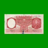 MONEDA NACIONAL $10,00, BOT 1965, AÑO 1960, ESTADO BUENO+ .-