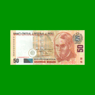 BILLETE DE PERU 50 NUEVOS SOLES, PICK 180b, AÑO 2006, ESTADO SIN CIRCULAR.-