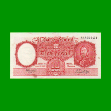 MONEDA NACIONAL $10,00, BOT 1969, AÑO 1960, ESTADO EXCELENTE- .-