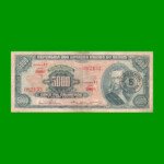 BILLETE DE BRASIL 5.000 CRUZEIROS RESELLADO 5 CRUZEIROS NOVOS, PICK 188b, AÑO 1967, ESTADO BUENO+ .-