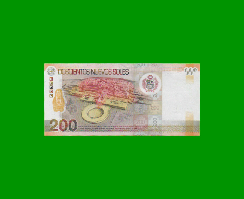 BILLETE DE PERU 200 NUEVOS SOLES, PICK 186, AÑO 2012, ESTADO SIN CIRCULAR.- - Imagen 2