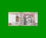 BILLETE DE PERU 200 NUEVOS SOLES, PICK 186, AÑO 2012, ESTADO SIN CIRCULAR.-