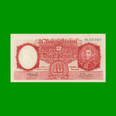 MONEDA NACIONAL $10,00, BOT 1970, AÑO 1961, ESTADO EXCELENTE+ .-