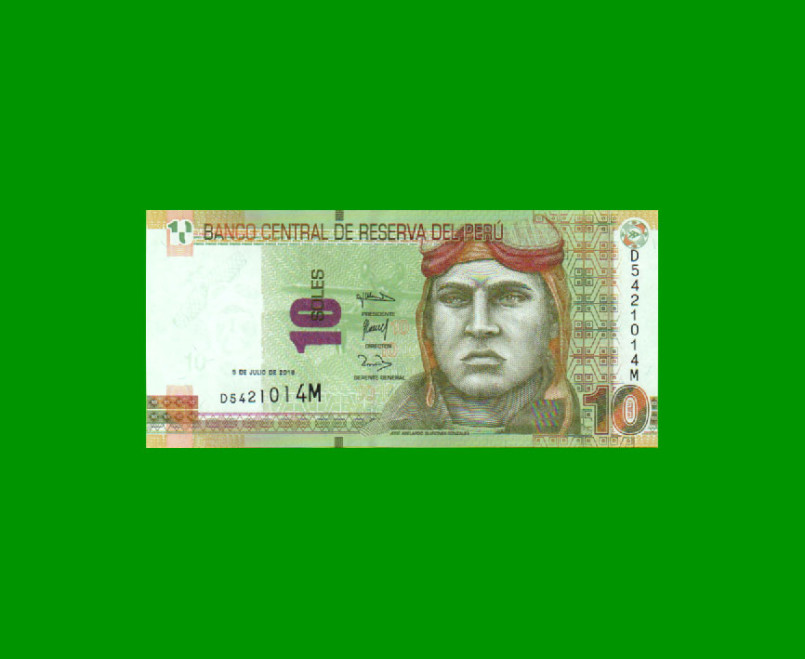 BILLETE DE PERU 10 SOLES, PICK 192, AÑO 2018, ESTADO SIN CIRCULAR.-